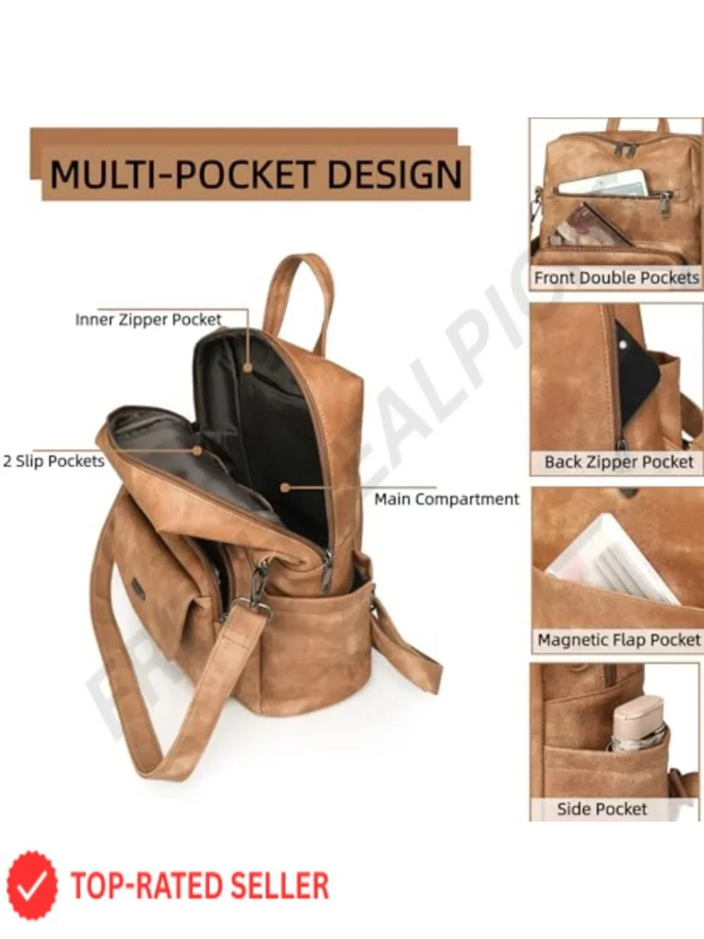 Women Leather Backpack Purse Convertible Vegan Travel Handbag Laptop